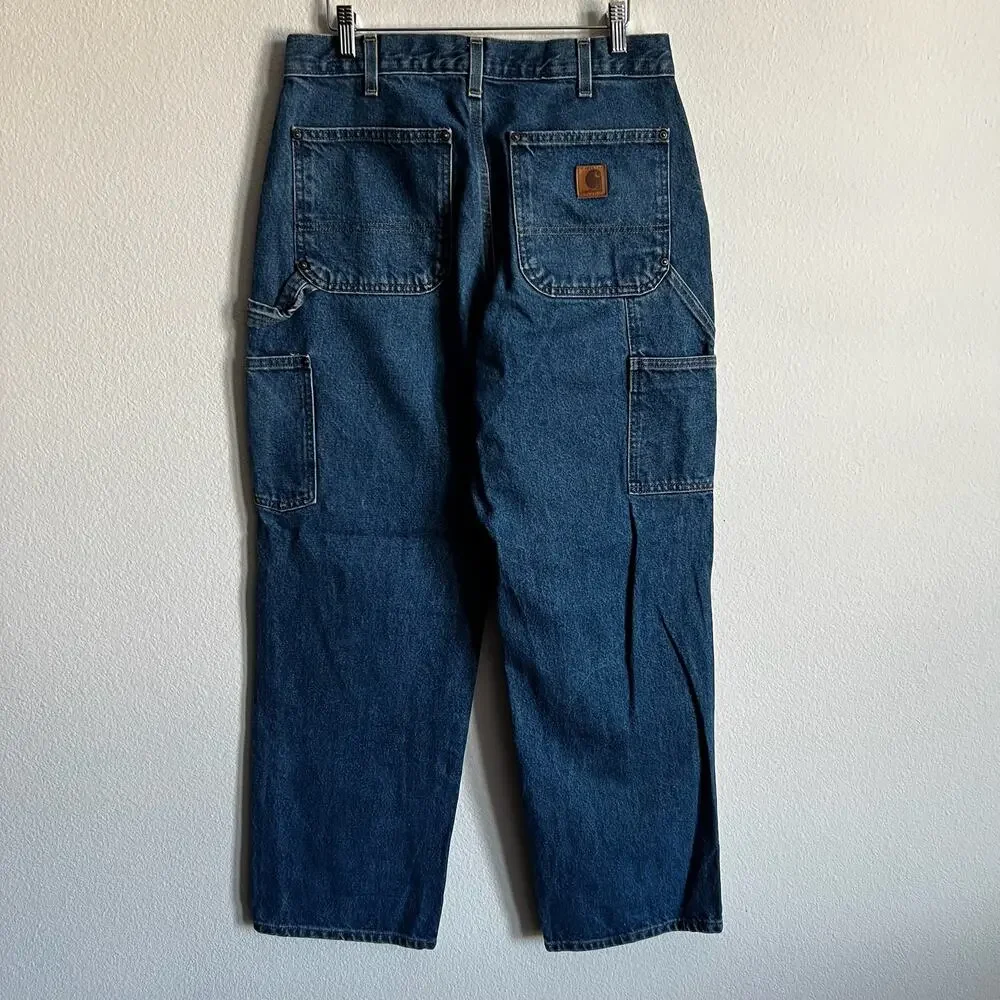 Carhartt B73 DST denim blue jean double knee work wear carpenter pants